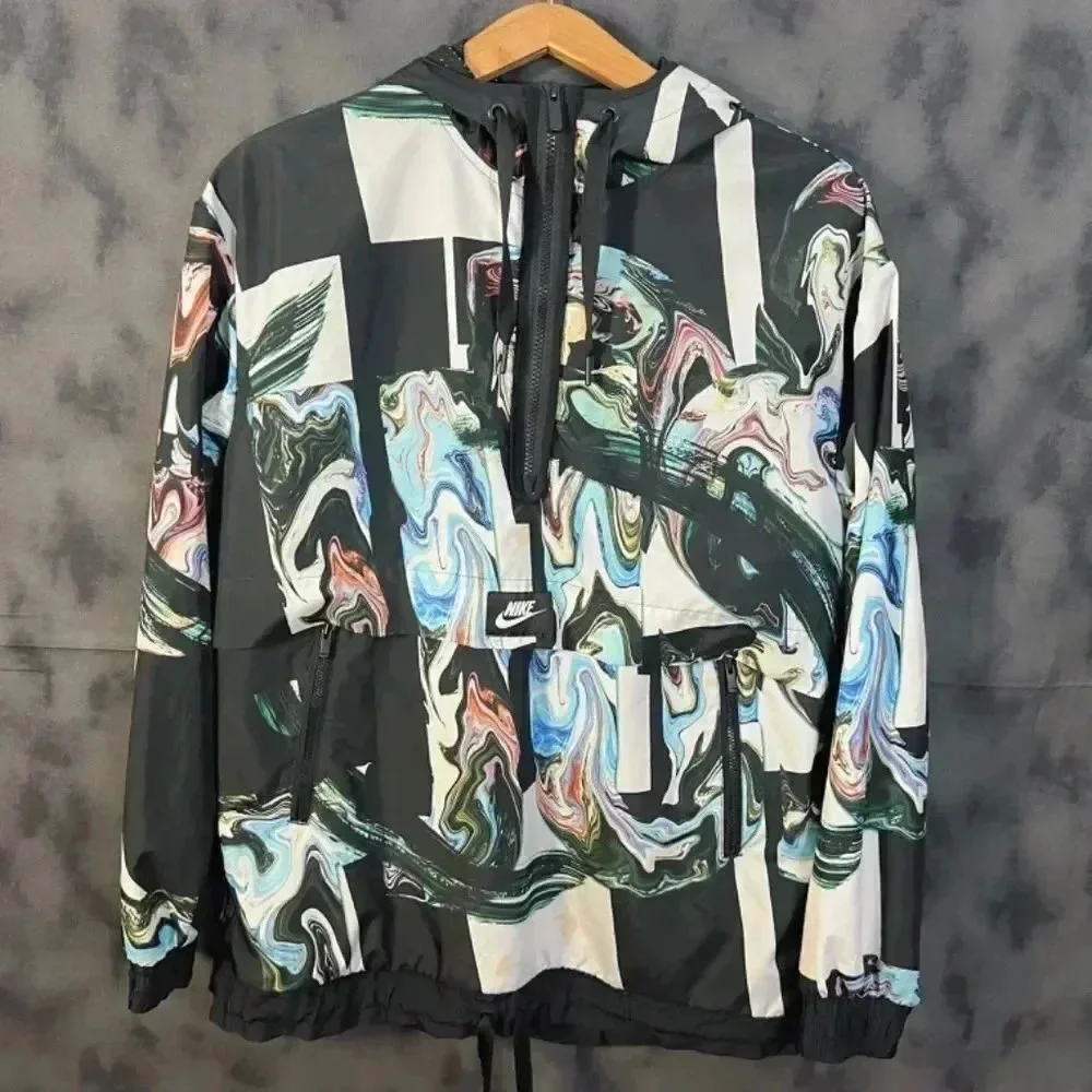 Nike Women's Marble Half Zip Windbreaker Running Jacket Size M